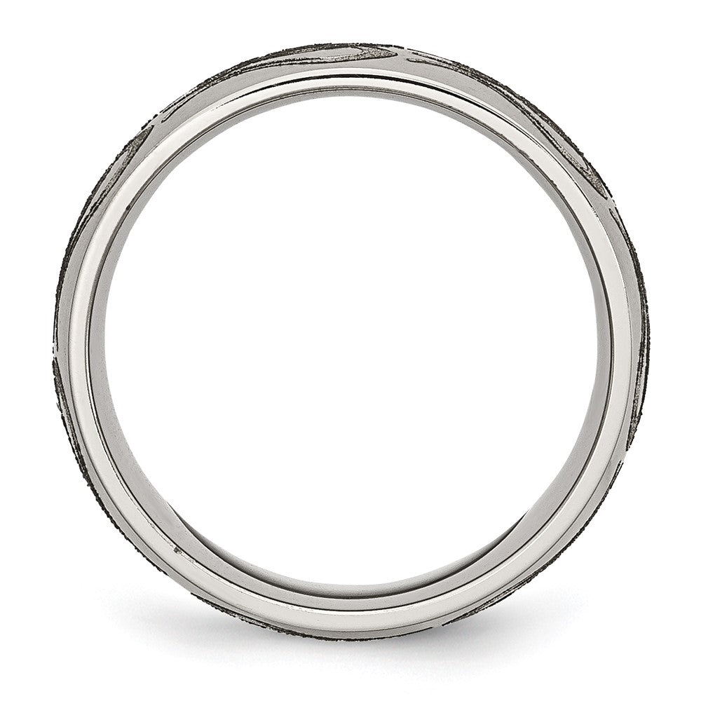 High-quality Brushed Titanium 8mm Band - Stylish Chiseled Flame Design
