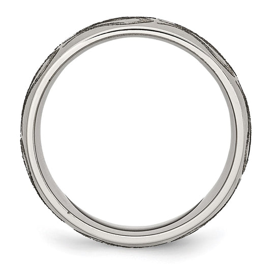 High-quality Brushed Titanium 8mm Band - Stylish Chiseled Flame Design