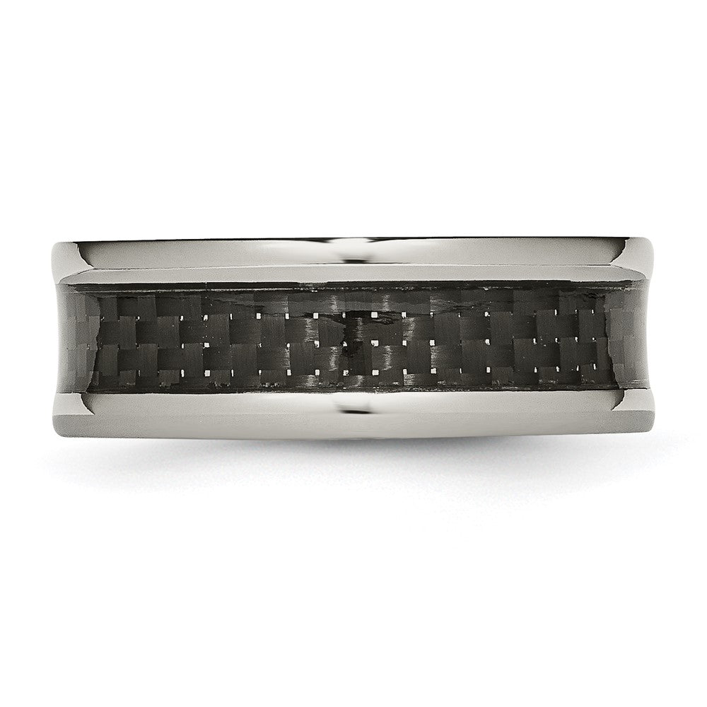High-Quality 8mm Titanium Chisel Band with Black Carbon Fiber Inlay - Stylish Value