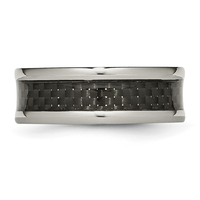 High-Quality 8mm Titanium Chisel Band with Black Carbon Fiber Inlay - Stylish Value-3