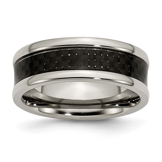 Buy Stylish 8mm Chisel Titanium Band with Polished Finish & Carbon Fiber Inlay