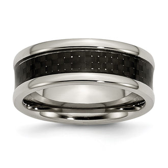 Buy Stylish 8mm Chisel Titanium Band with Black Carbon Fiber Inlay - Luxury Finish