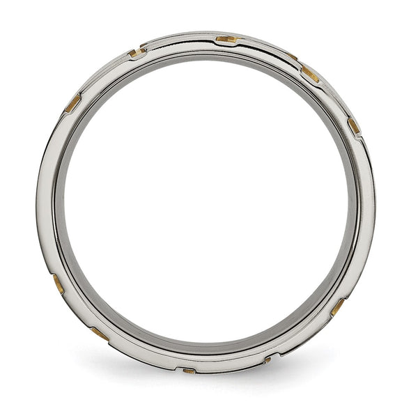 Brushed Yellow IP-Plated 6mm Grooved Titanium Band