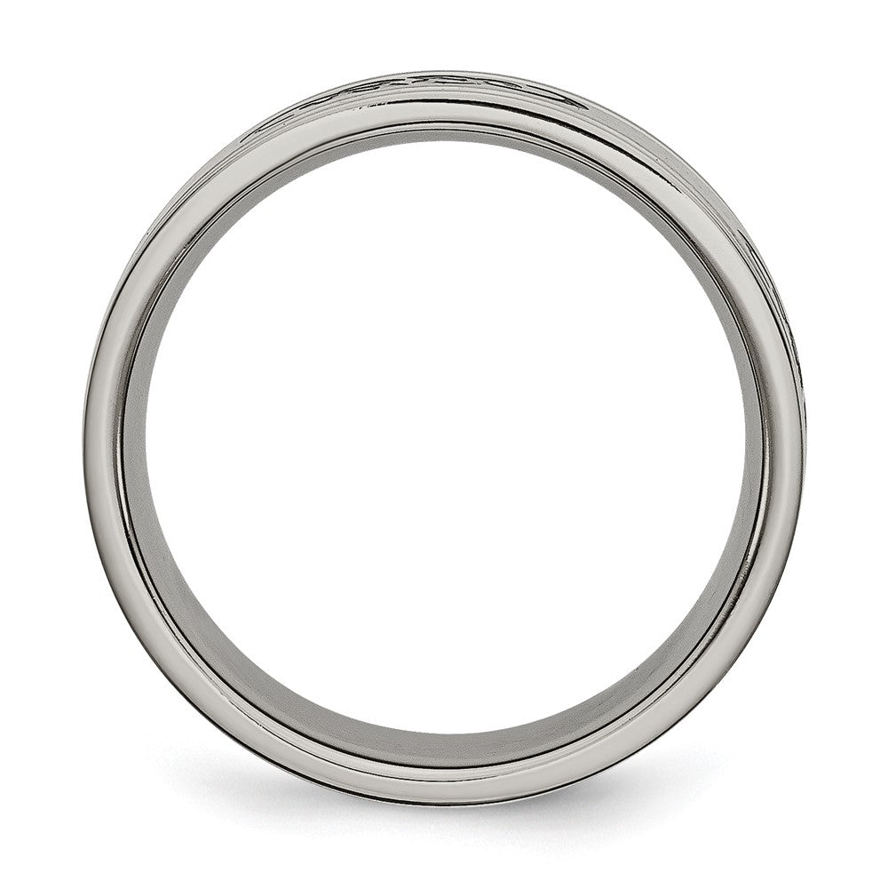 Buy Stylish 7mm Brushed Titanium Chisel Band with Black Rubber Design