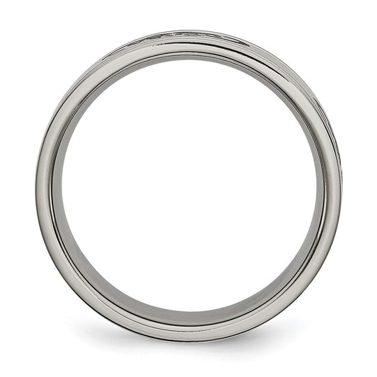 Buy Stylish 7mm Titanium Brushed Chisel Band with Black Rubber Design