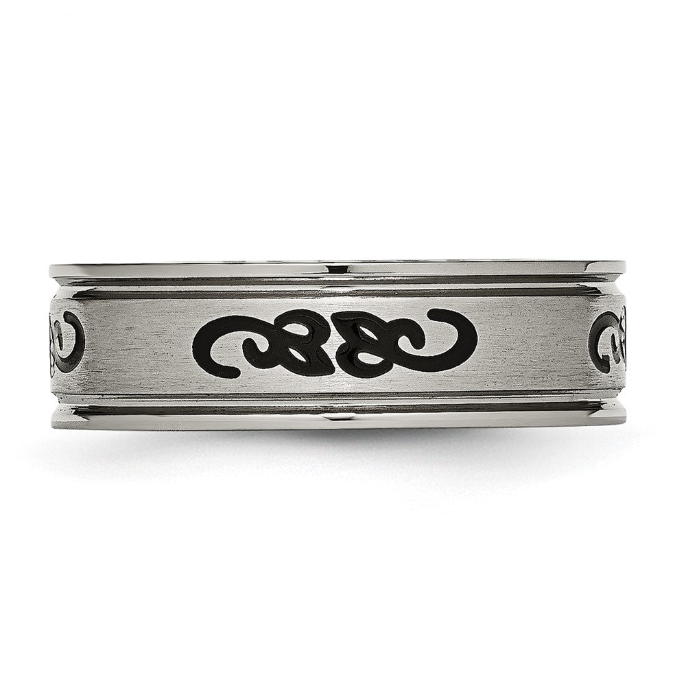 High-Quality 7mm Titanium Chisel Band with Black Rubber - Stylish Design!