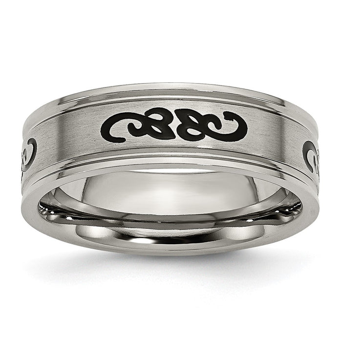 High-Quality 7mm Chiseled Titanium Ring with Black Rubber Accents - Stylish Value-1