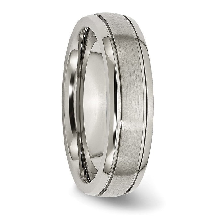 Buy Exclusive 6mm Chisel Titanium Band - Stylish Brushed & Polished Edges-4