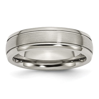 Buy Stylish 6mm Titanium Grooved Edge Band - Brushed & Polished Finish