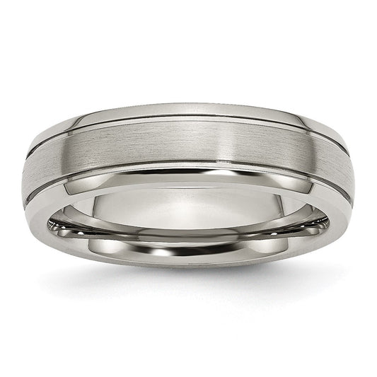 Buy Exclusive 6mm Chisel Titanium Band - Stylish Brushed & Polished Edges