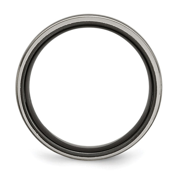 8mm Chisel Titanium Grey & Black Polished Band