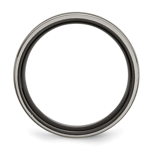 Shop Stylish 8mm Chisel Titanium Grey & Black Polished Band - Luxury Value!