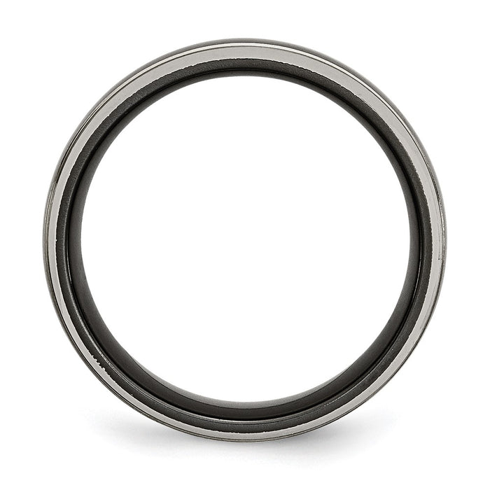 Shop Stylish 8mm Chisel Titanium Grey & Black Polished Band - Luxury Value!-2