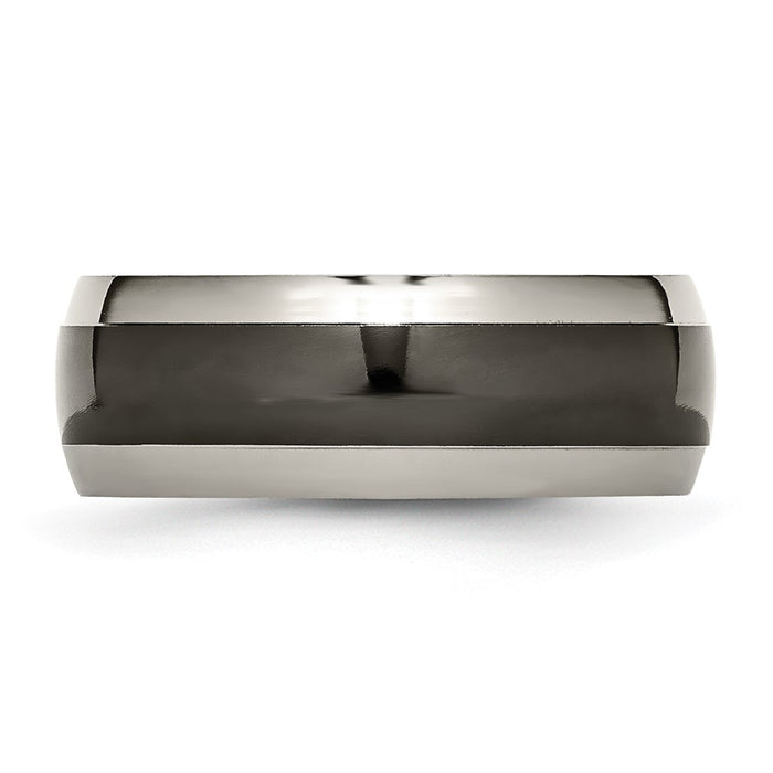 Exclusive 8mm Titanium Grey & Black Polished Band - Stylish Value Jewelry-3