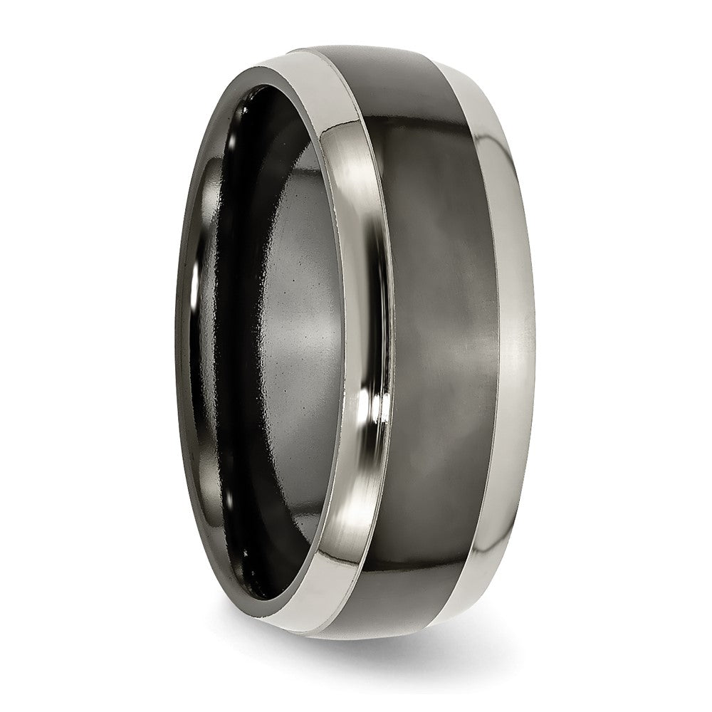 Shop Stylish 8mm Chisel Titanium Grey & Black Polished Band - Luxury Value!