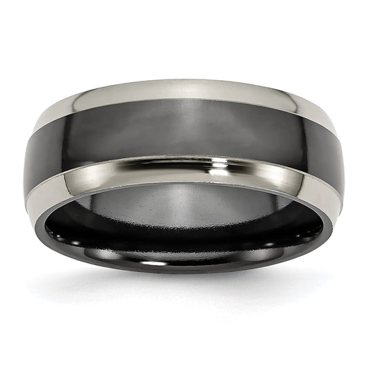 Buy Stylish 8mm Chisel Titanium Grey & Black Polished Band - Luxury Design