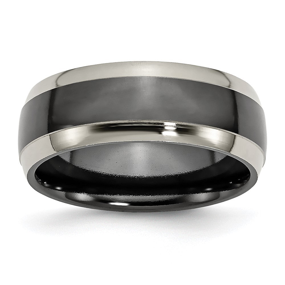 Shop Stylish 8mm Chisel Titanium Grey & Black Polished Band - Luxury Value!