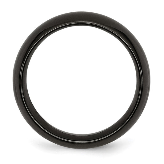 High-Quality 8mm Polished Black Titanium Band - Stylish & Affordable Design