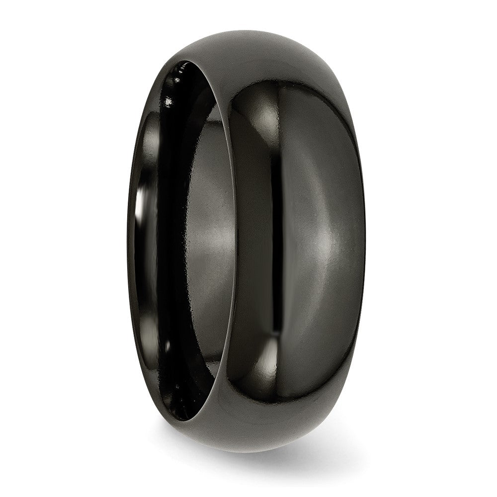 High-Quality 8mm Polished Black Titanium Band - Stylish & Affordable Design