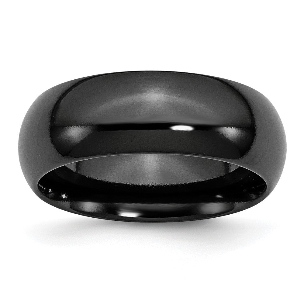 High-Quality 8mm Polished Black Titanium Band - Stylish & Affordable Design