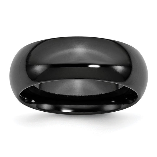 High-Quality 8mm Polished Black Titanium Band - Stylish & Affordable Design