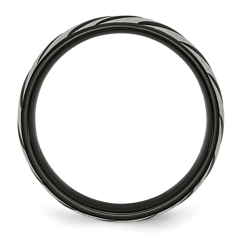 High-Quality 6mm Grooved Band - Brushed & Polished Black Titanium, Stylish Value
