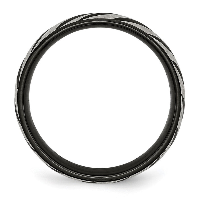 High-Quality 6mm Grooved Band - Brushed & Polished Black Titanium, Stylish Value-2