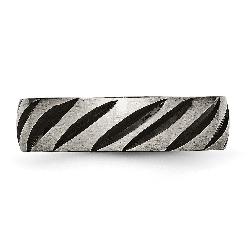 Shop Exclusive 6mm Grooved Band in Brushed & Polished Black Titanium