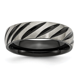 Shop Exclusive 6mm Grooved Band in Brushed & Polished Black Titanium