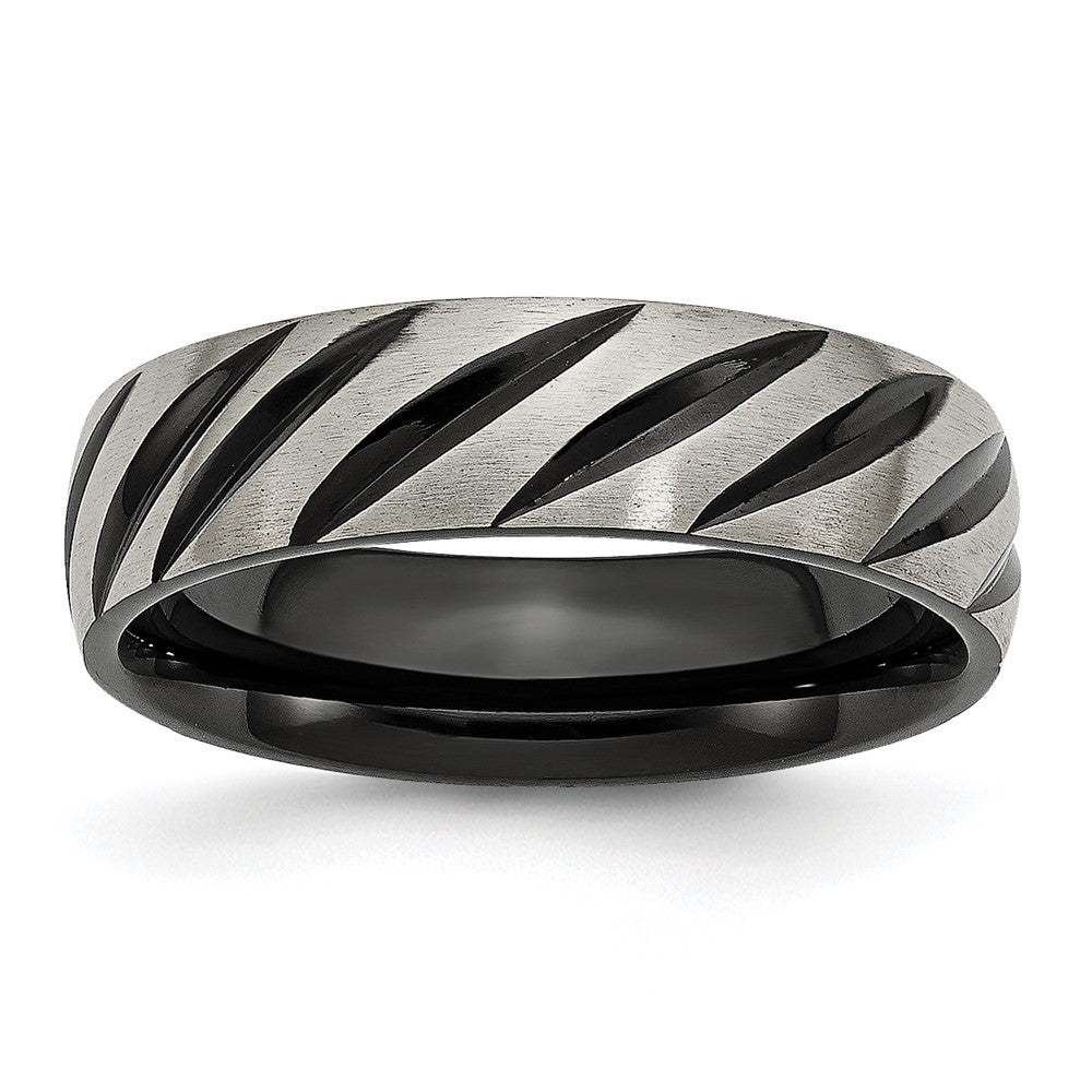 Exclusive 6mm Grooved Band in Black IP-Plated Titanium - Stylish & Durable