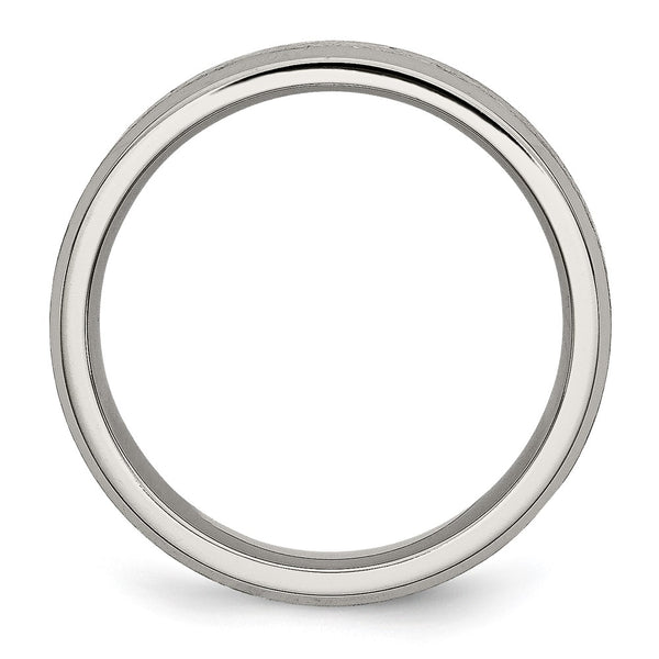 Brushed Titanium Chisel 6mm Beveled Edge Ring