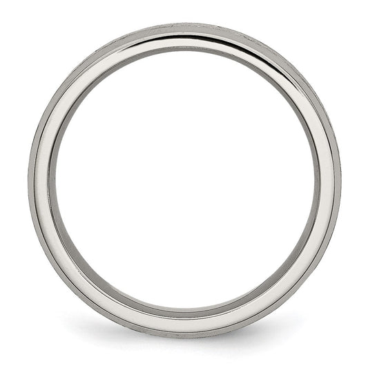 Buy Exclusive 6mm Brushed Titanium Chisel Beveled Edge Ring - Stylish Value!