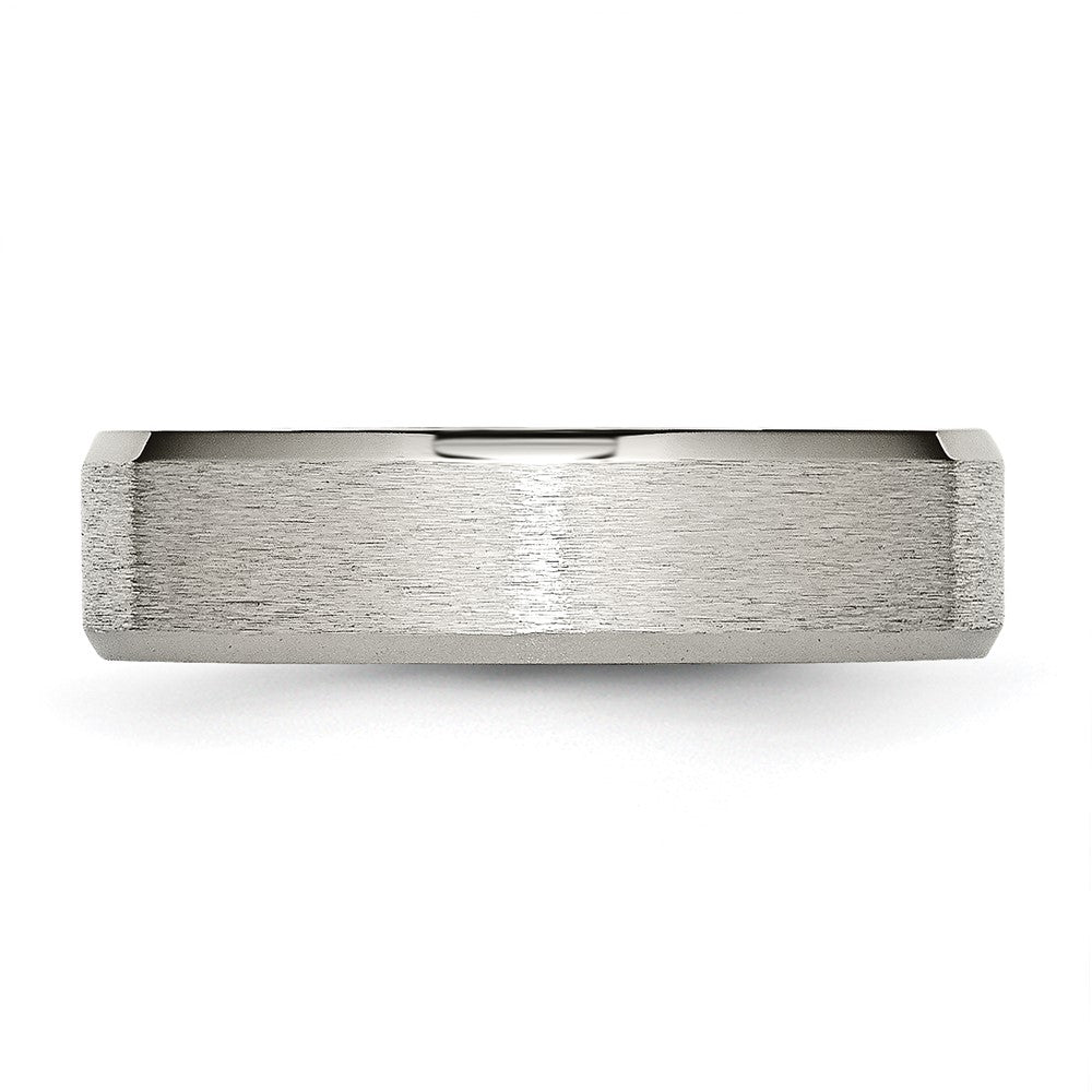 Buy Exclusive 6mm Brushed Titanium Chisel Beveled Edge Ring - Stylish Value!