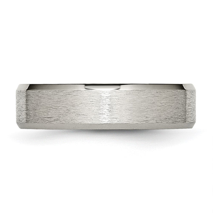 Buy Exclusive 6mm Brushed Titanium Chisel Beveled Edge Ring - Stylish Value!-3