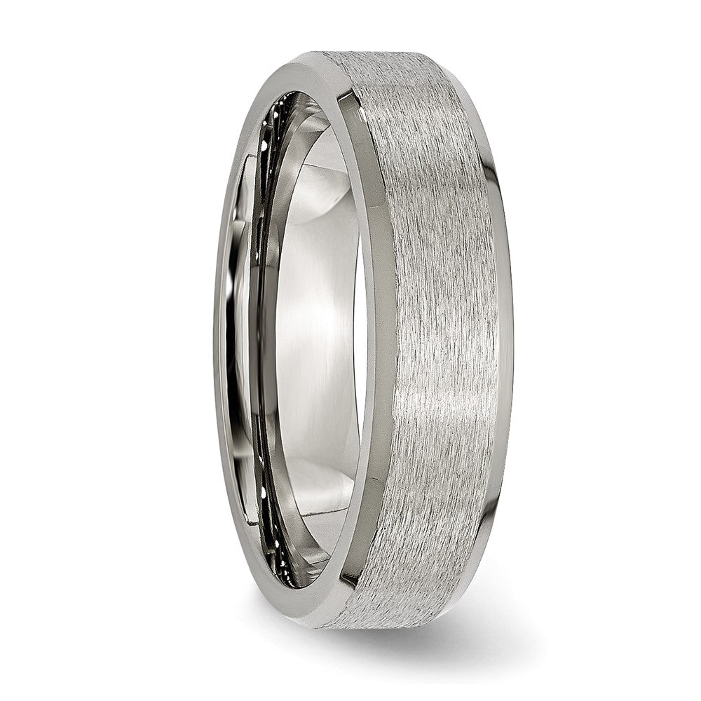 Buy Exclusive 6mm Brushed Titanium Chisel Beveled Edge Ring - Stylish Value!