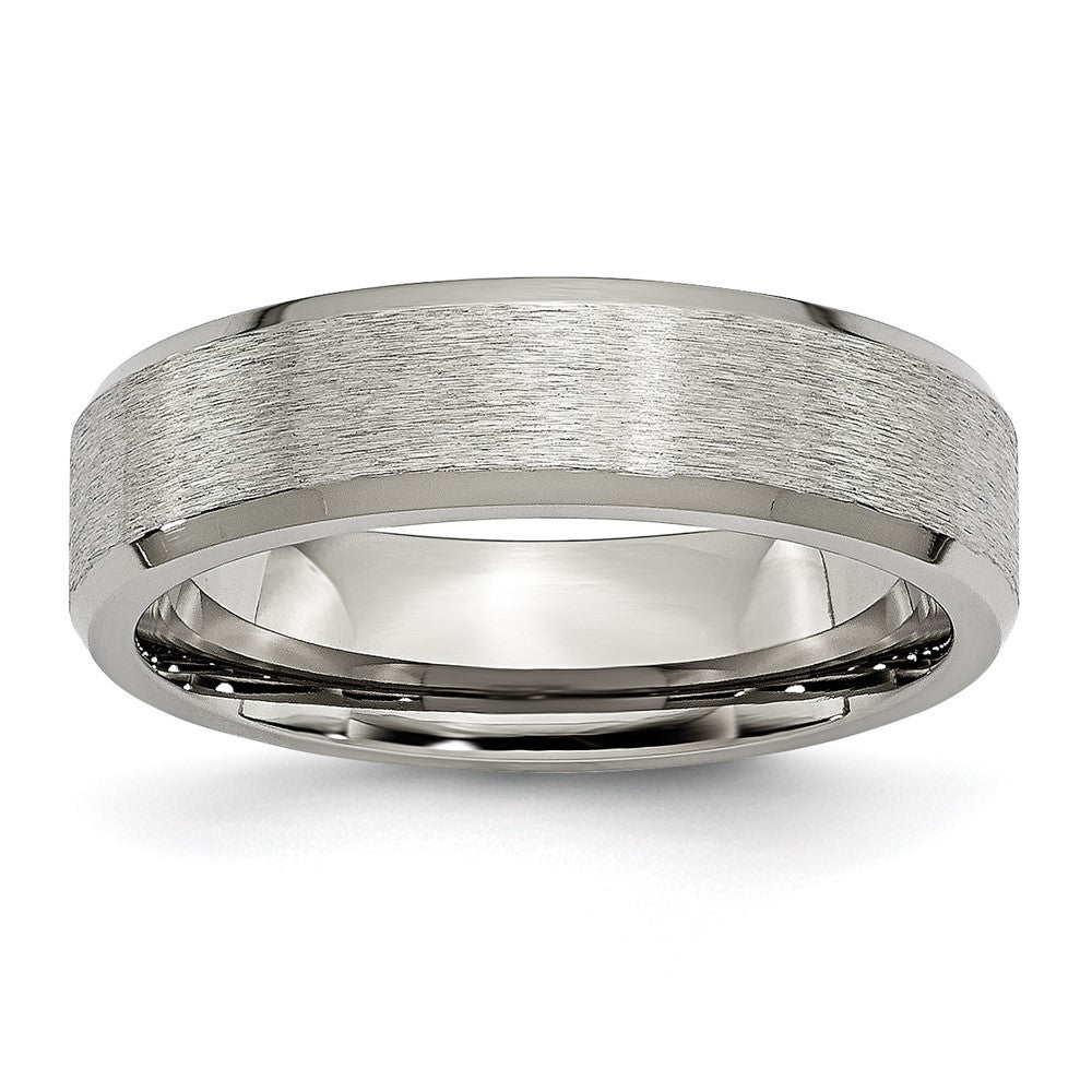 Buy Exclusive 6mm Brushed Titanium Chisel Beveled Edge Ring - Stylish Value!