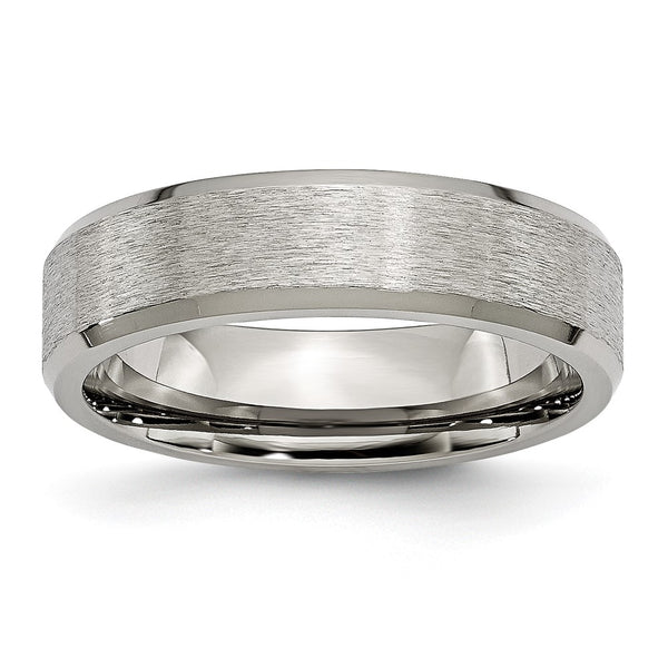 Brushed Titanium Chisel 6mm Beveled Edge Ring