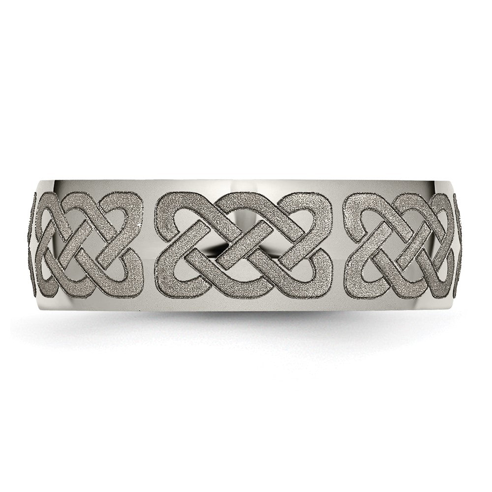 Buy Stylish 8mm Polished Titanium Celtic Band - Exclusive Laser Engraving