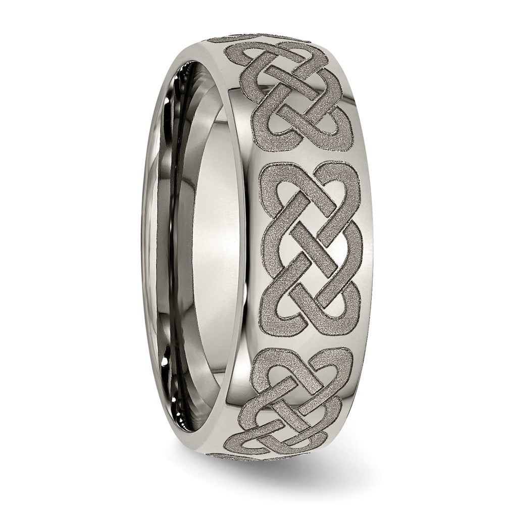 Buy Stylish 8mm Polished Titanium Celtic Band - Laser Engraved & Chiseled Design
