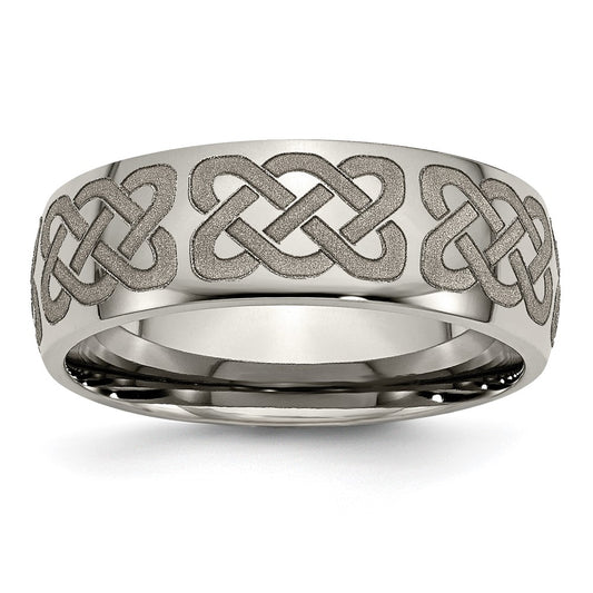 Buy Stylish 8mm Polished Titanium Celtic Band - Exclusive Laser Engraving