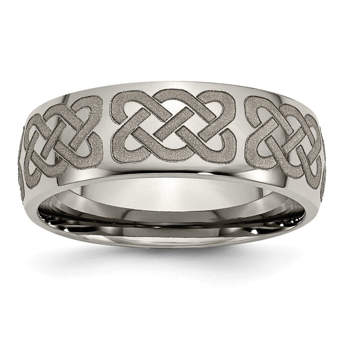 Buy Exclusive 8mm Polished Titanium Band with Celtic Engraving - Luxury Style-1