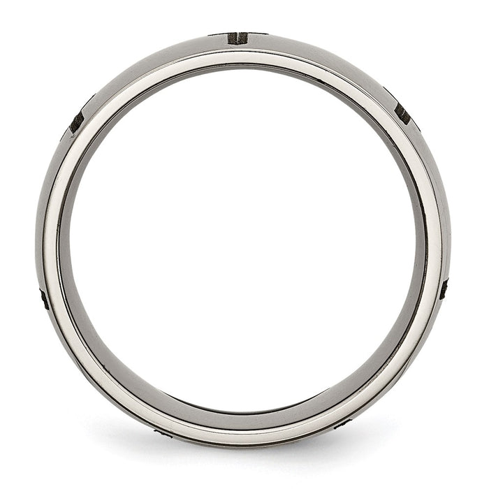 High-Quality Polished Titanium 8mm Band with Chiseled Cross Design - Stylish Value-2