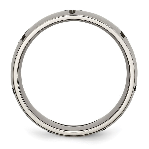 Polished Titanium 8mm Band with Chiseled Cross - Style GR1-1024345
