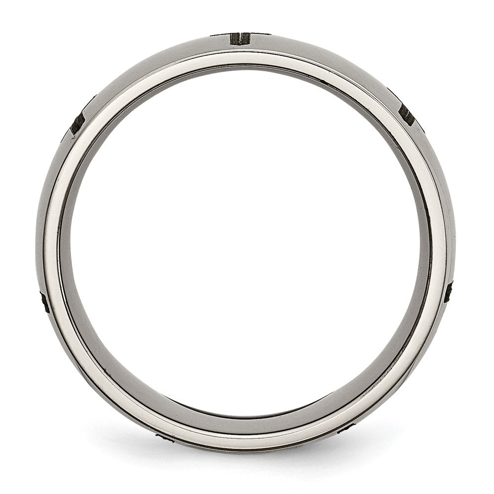 High-quality Polished Titanium 8mm Band - Stylish Chiseled Cross Design