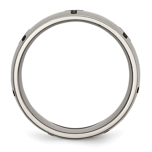 High-quality Polished Titanium 8mm Band - Stylish Chiseled Cross Design