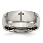 Exclusive Polished Titanium 8mm Band with Chiseled Cross Design - Stylish Value-11