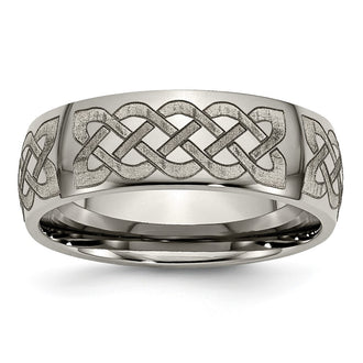 Exclusive 8mm Polished Titanium Band with Celtic Engraving - Stylish Value!