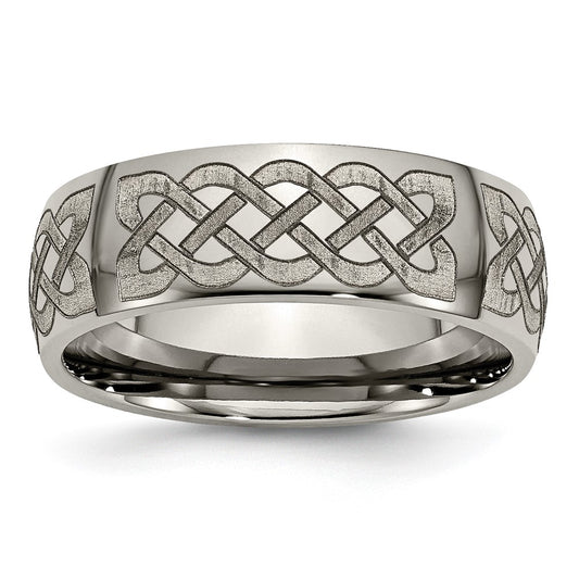 Buy Stylish 8mm Polished Titanium Celtic Laser Engraved Chisel Band - Luxury Value