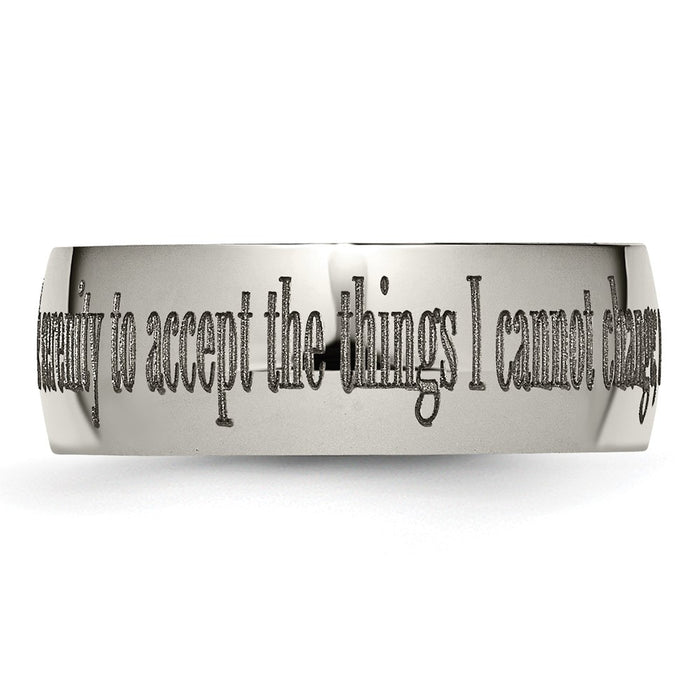 Buy Stylish 8mm Polished Titanium Band with Laser-Engraved Serenity Prayer-3