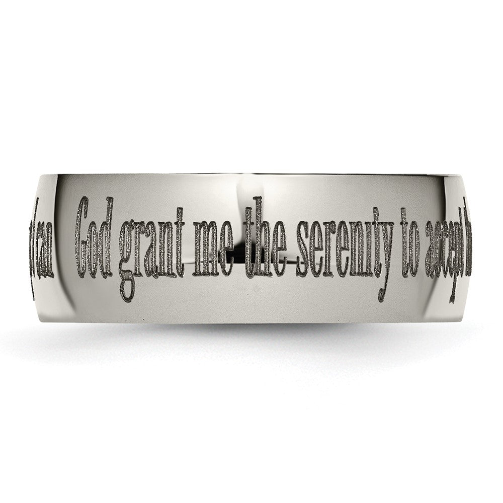 Buy Stylish 8mm Polished Titanium Band with Laser-Engraved Serenity Prayer